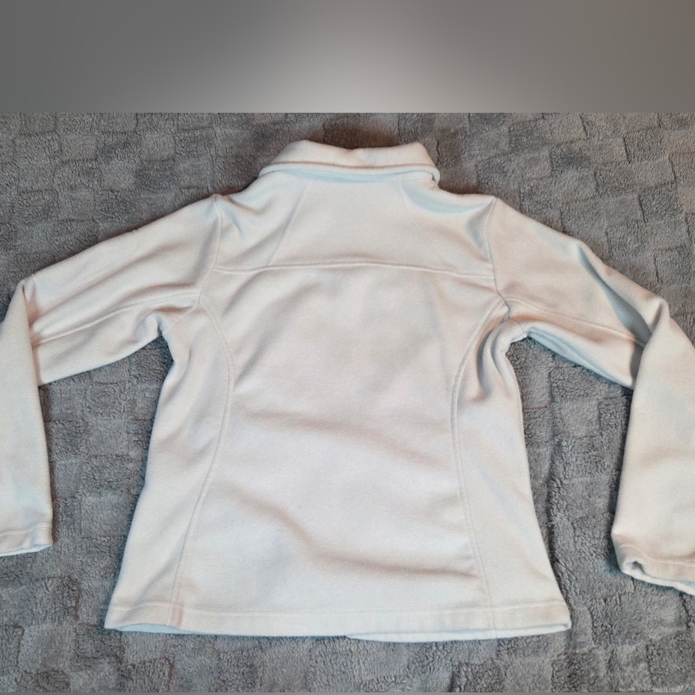 Columbia Full Zip Jacket Women's Size Medium  White Fleece Pockets - Picture 2 of 13